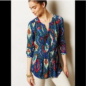 Anthropologie Mauve Topoxte Dropwaist Tunic Blouse Size 8